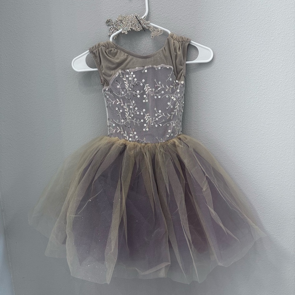 Weissman Kids Dance Costume in Gray and Gold